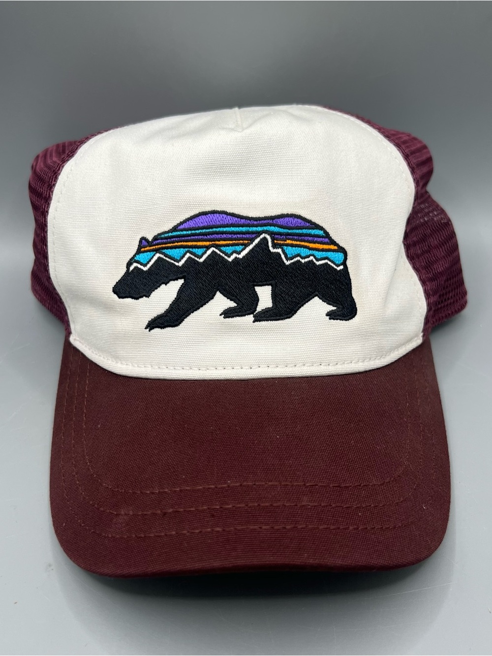 Patagonia Hat Cap Snap Back Trucker Womens One Size Pink Bear Logo Mesh Casual